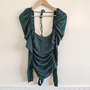 Green Ruched Sleeveless Top